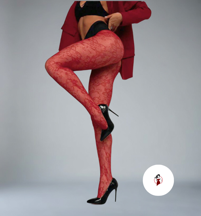 Crimson Petal Pattern Stockings